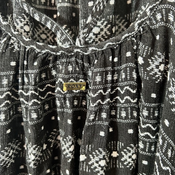 Roxy Mini Dress Women's Small Windy Fly Away Print Black White Ethereal Boho - Picture 4 of 12